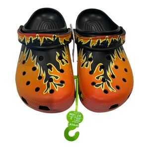 CROCS Black and Orange Water Shoes Slip-On Comfort